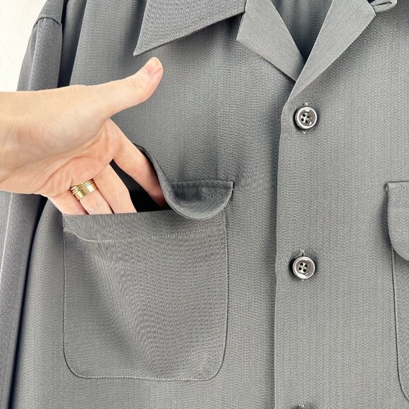 Vintage 80s PRONTI Shirt Men‎ L Gray Heavyweight Pockets Hipster Preppy - Picture 3 of 7